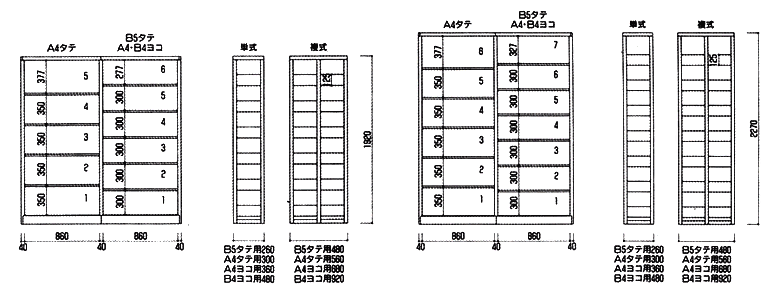 スチール複柱書架棚