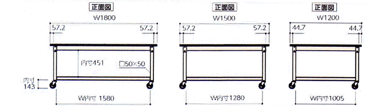 メラミン天板タイプ　移動型中量作業台